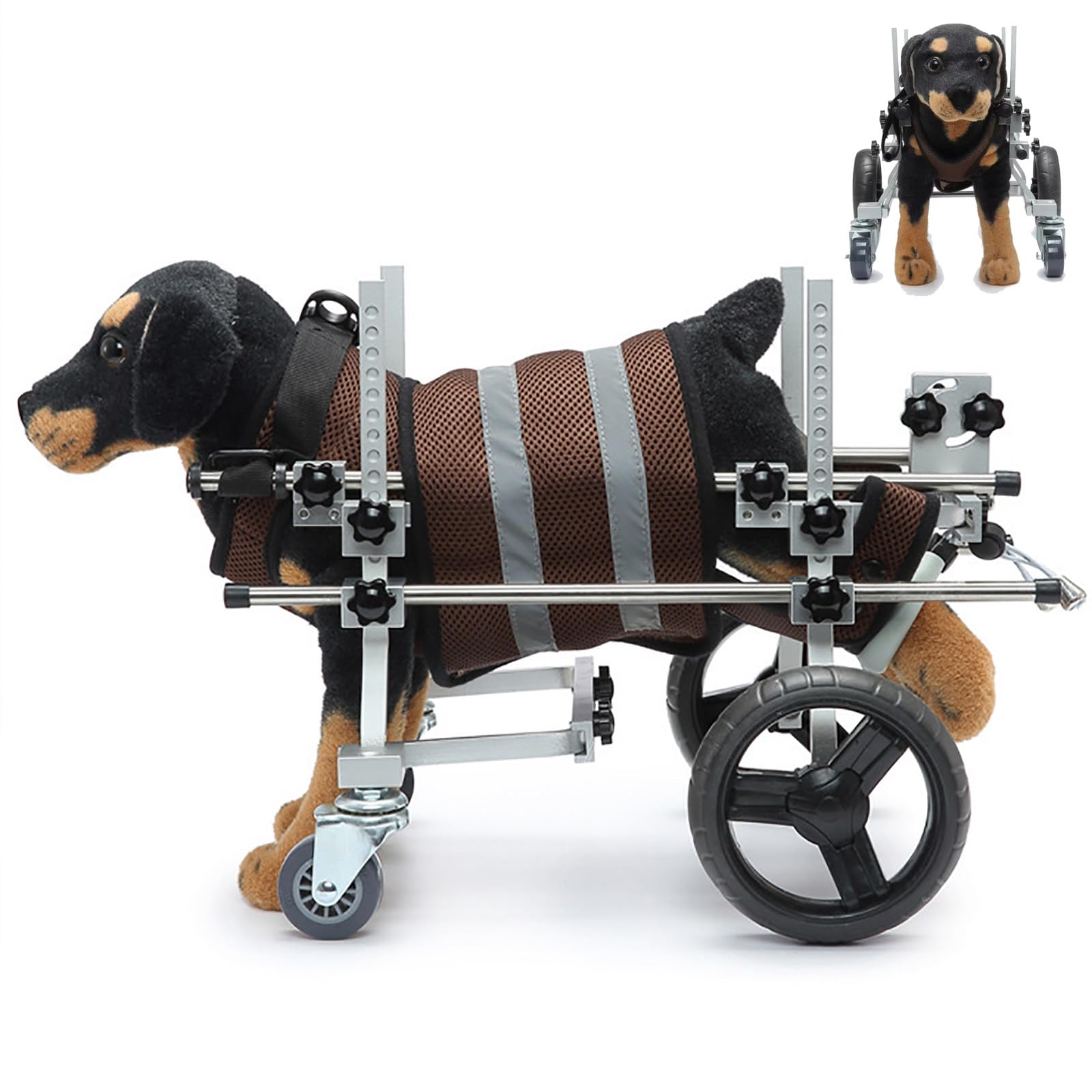DJFYVAEIO Pet 4-Wheel Wheelchair,Adjustable Dog Wheelchair,4-9kg Load Capacity,Assisted Walking,Easy To Assemble,Aluminum,Handicapped Dogs & Cats B