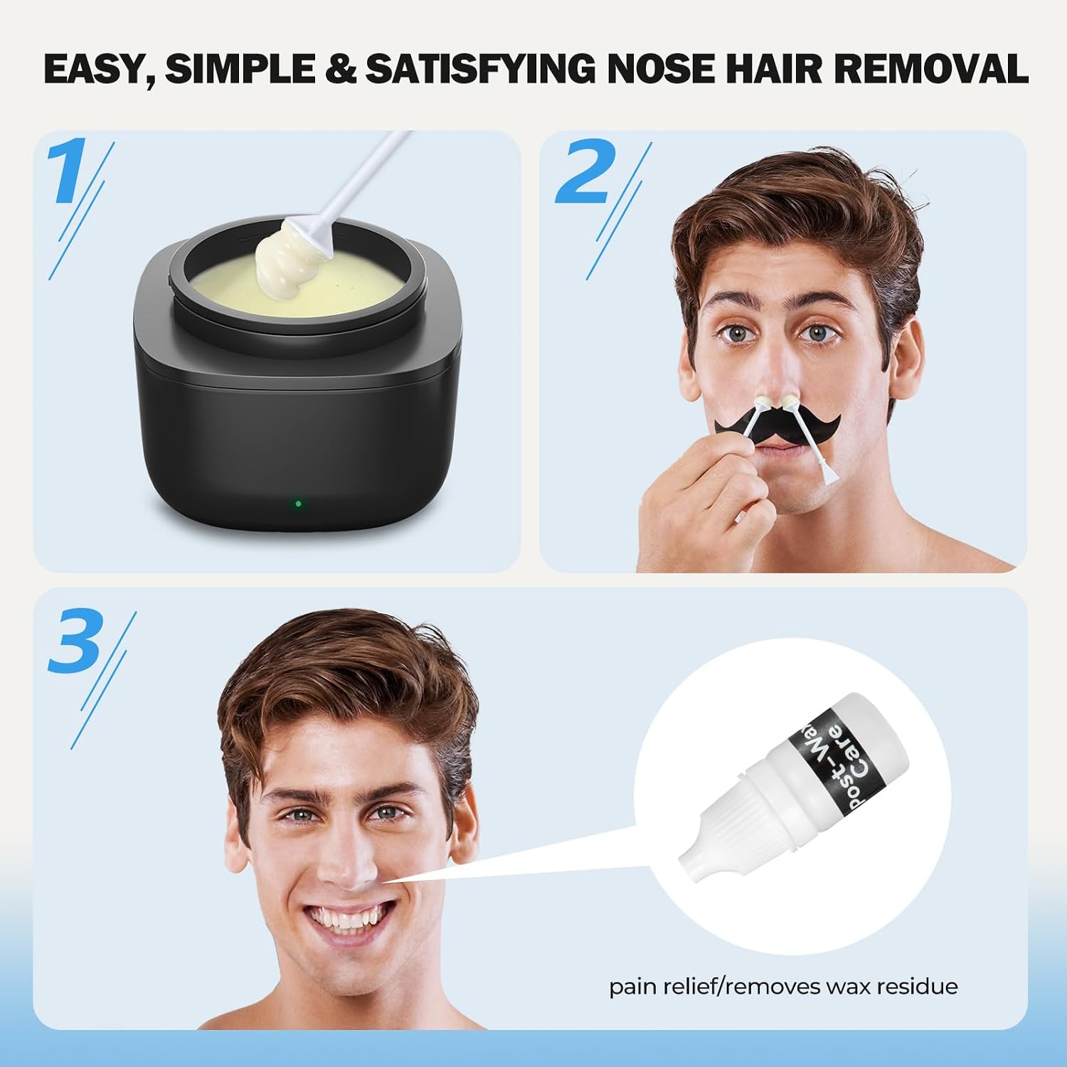 SUERBEATY Hard Wax Beads for Nose Ear Hair Removal, Nose and Ear Wax Kit for Men or Women, Refill Wax Beads for Eyebrow, Lip, Face, Creamy Scent, Painless, Portable, 100g