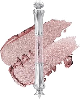 قلم هايلايتر 2 في 1 مزدوج الاطراف من فلاور نوز شيلز جويل، لون ابيض قزحي كريمي لتوهج انجيليك، قلم ظلال عيون لامع ولامع، يدوم طويلا، ينساب بسلاسة (02 بيتشي بينك)