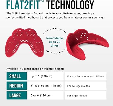 SISU Aero Small Mouthguard, Intense Red - 30% Stronger Protection for Lacrosse, Football, Hockey, Roller Derby, Team Sports - Remoldable Up to 20 Times - Ultra Slim - Non Toxic