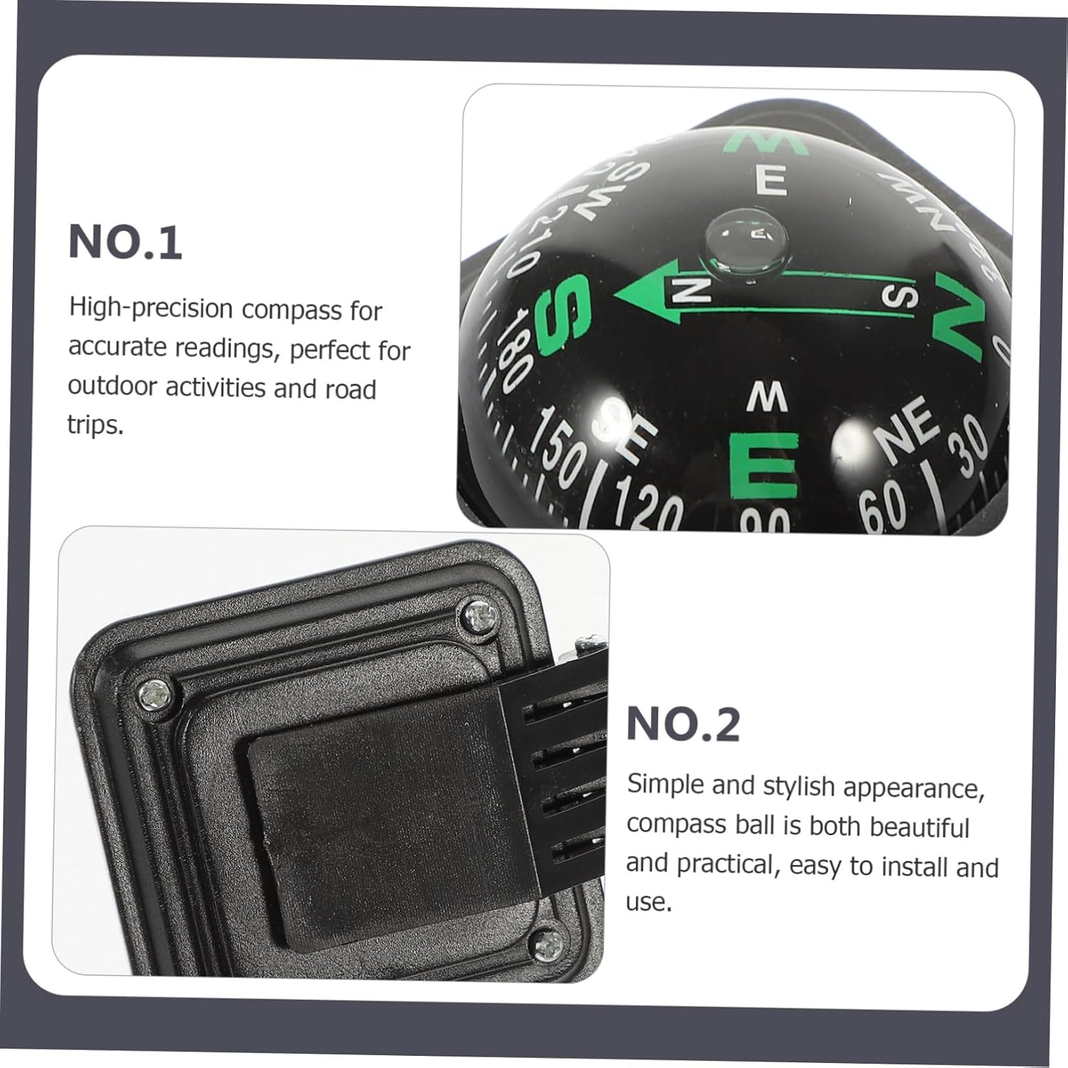 Didiseaon Portable Car Compass Ball High Precision Dashboard Navigation Tool for Outdoor Activities Use Durable
