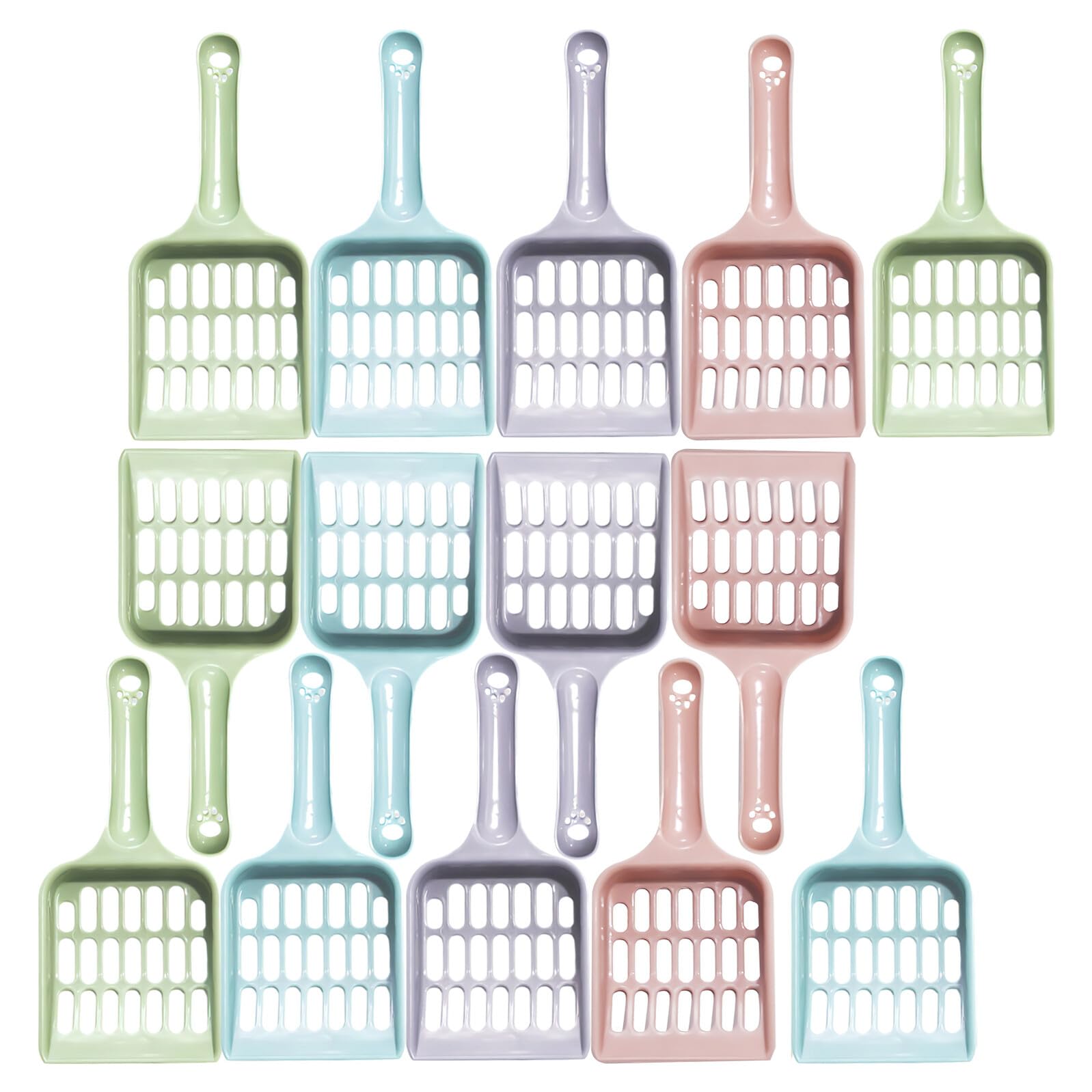 Palette per Lettiera per Gatti in Plastica Infrangibile Setaccio Fori Piccoli Piccola Paletta Leggera per Raccolta Escrementi Animali Domestici Set da 24 Pezzi Colorati per