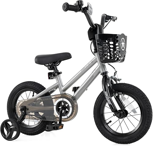 Miniatura 10 de BABY JOY Starry Bicicleta Infantil, 12, 14, 16, 18 pulgadas con ruedas de entrenamiento, canasta de almacenamiento, manillar y asiento ajustables,