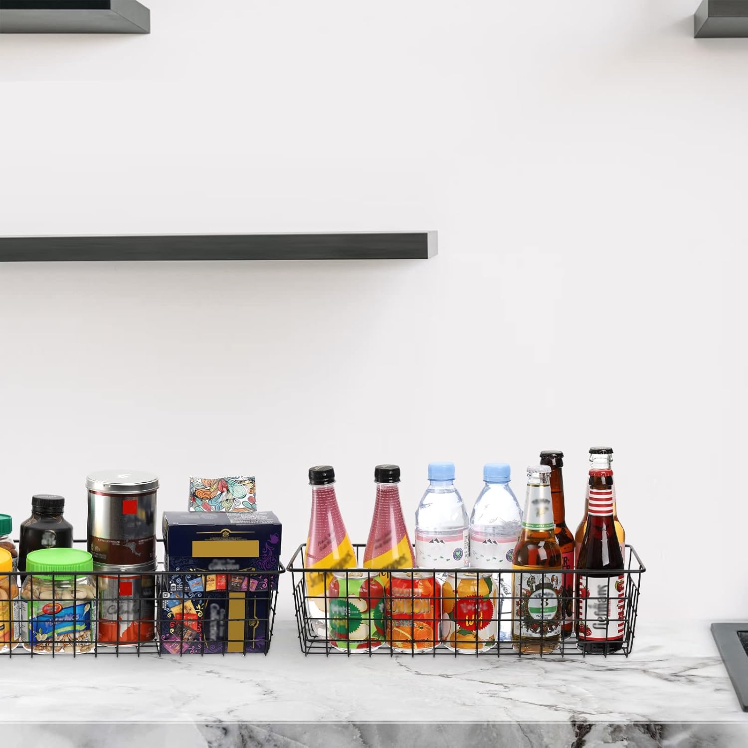 Hedume 3 Pack Metal Wire Storage Organizer Basket, 16.2" x 6.3" x 4.4" Bin Basket with Handles, Versatile Organizer for Kitchen, Pantry, Closet, Laundry Room, Cabinets, Bathroom - Black - Image 8