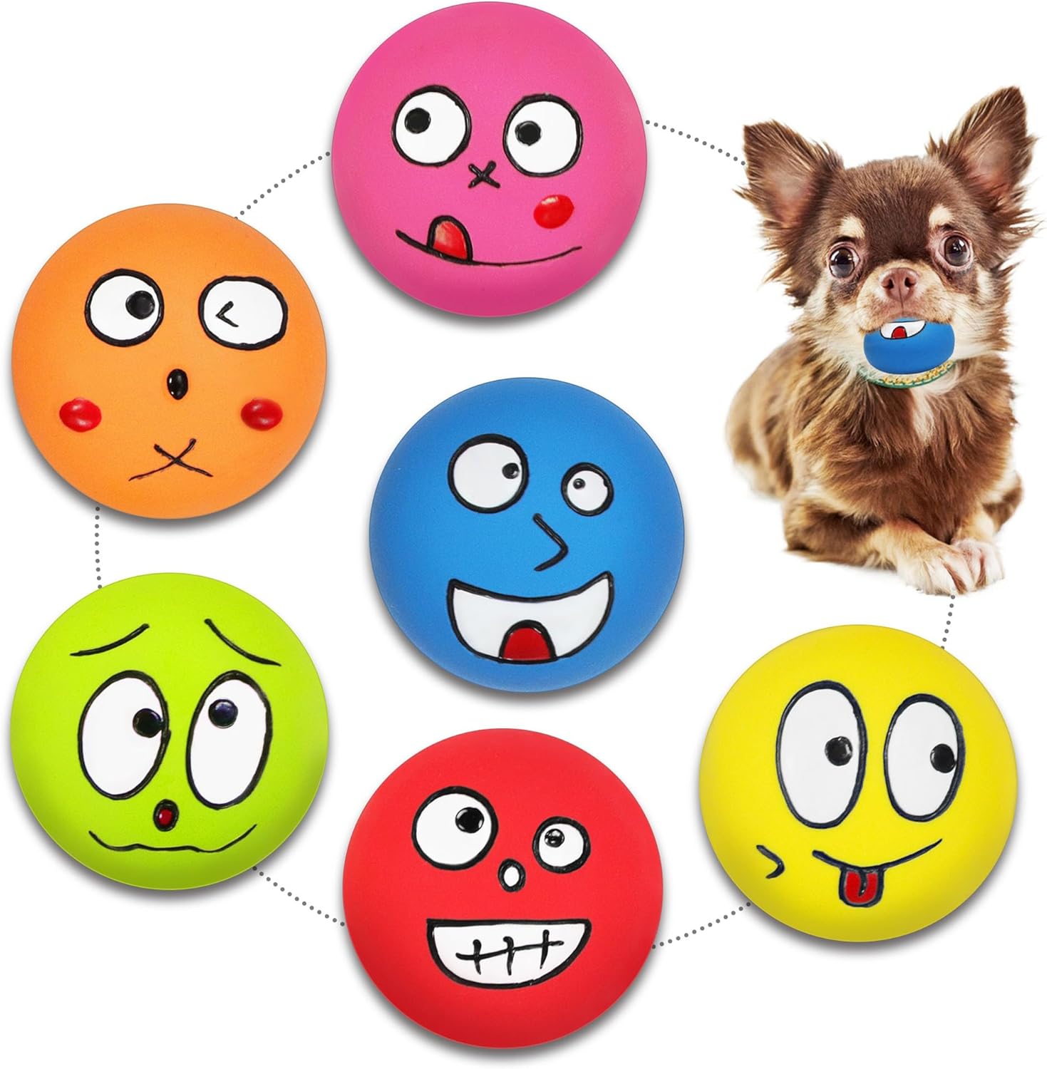 Juguetes Squeaky para Perros, 6 Pelotas de Látex para Perros Pequeños y Medianos