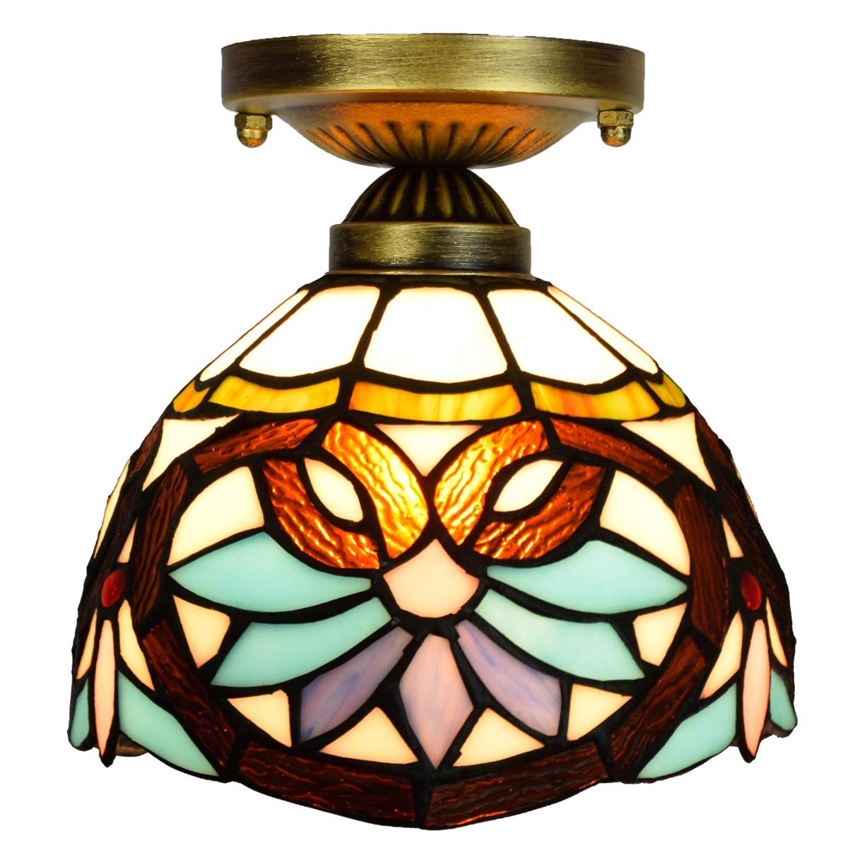 Plafonnier vitrail Tiffany 20 cm petit modèle luminaire couloir et allée entrée