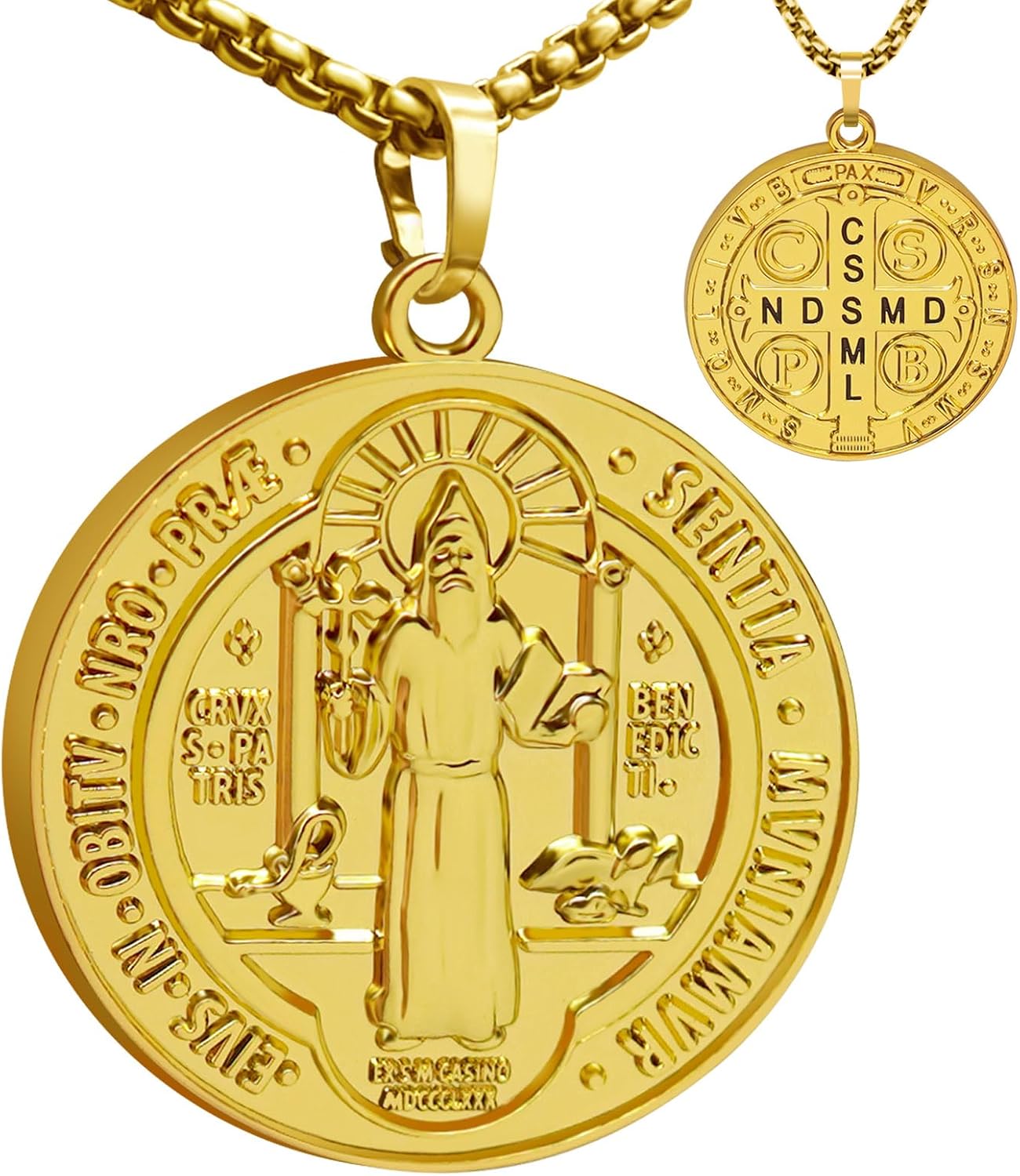 St Benedict Necklace Saint Benedict Medal Bless Safety Religion Pendant Gift for Men, Women, Family, Parent, Friend