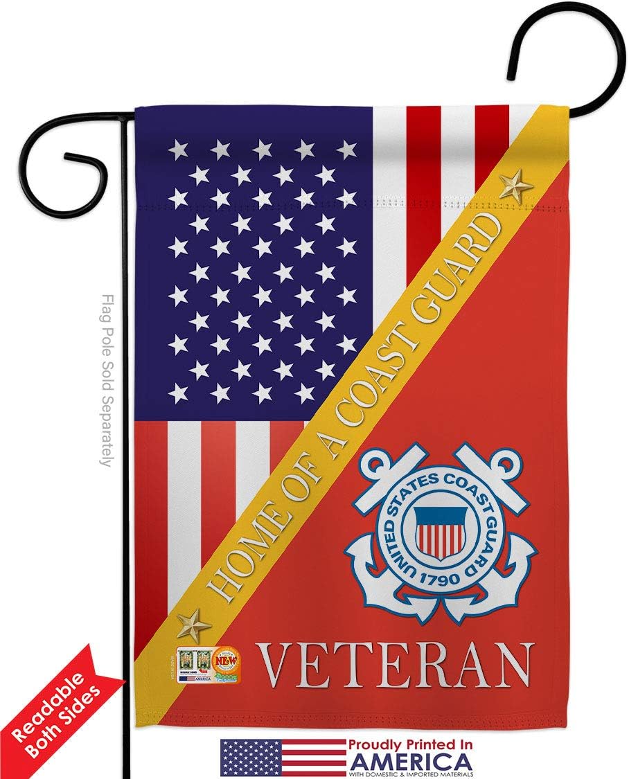 Home of Coast Guard Garden Flag - 2pcs Pack Armed Forces USCG Semper Paratus United State American Military Veteran Retire Official - House Banner Small Yard Gift Double-Sided 13 X 18.5