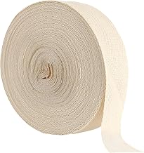 Cotton Ribbon, 1cm x 50m/0.4in x 164ft Beige Sewing Tape, Cotton Twill Ribbon, Flat Cotton Tape, Cotton Webbing Tape Cotton Twill Tape, for DIY Projects