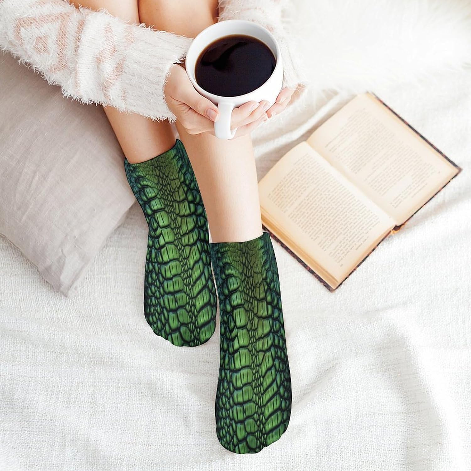 Socks for Men Women 5 Pairs Short Ankle Socks | Alligator Skin Low Cut Casual Crew Sock Cute Breathable Athletic Socks Non Slip No Show Sock