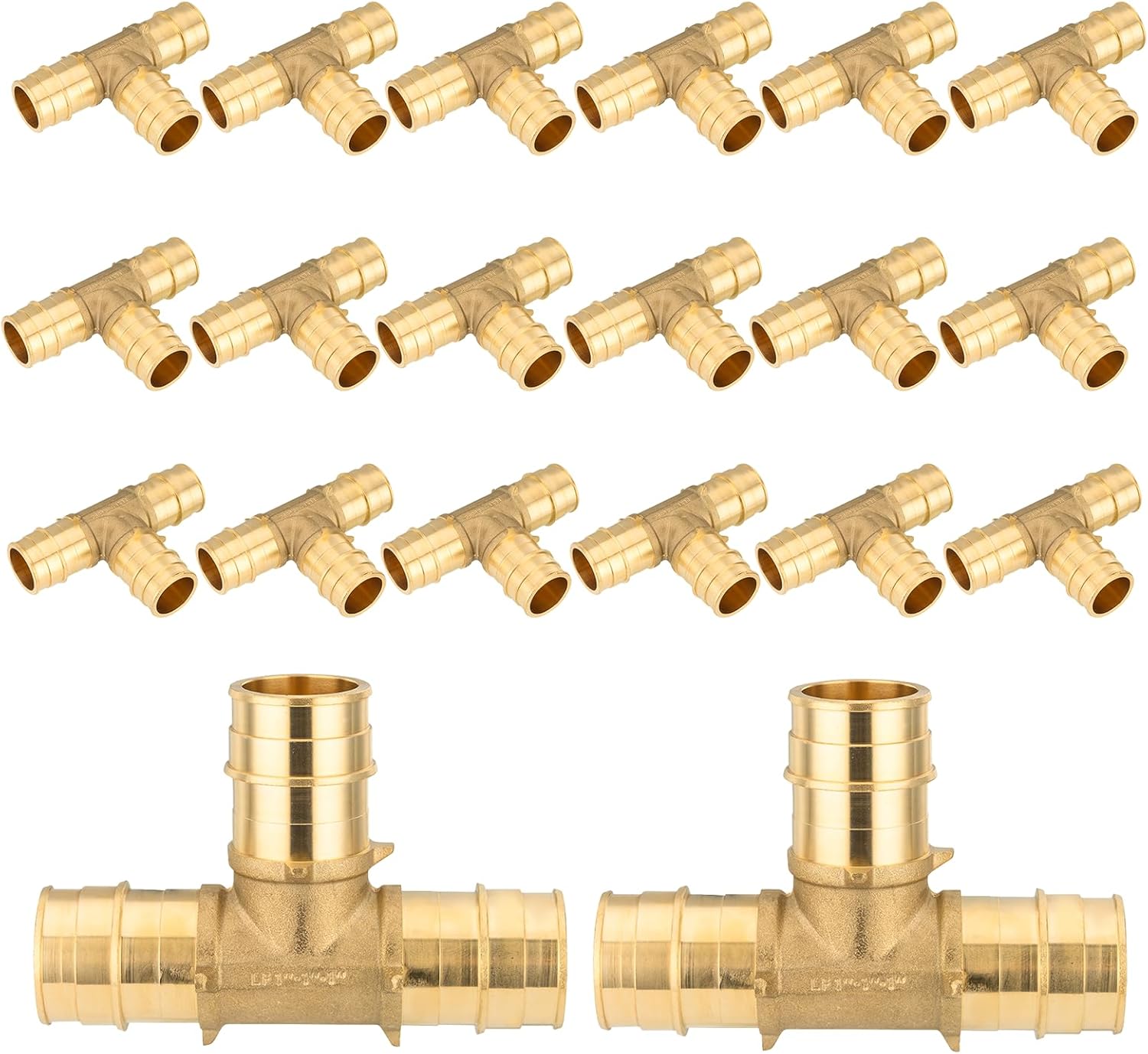 20-Pack HeSun PEX-A Expansion Fitting, 1/2 Inch Brass Pex Expansion Tee, 1/2"x1/2"x1/2" Tee,ASTM F1960(PEX1960041-20)