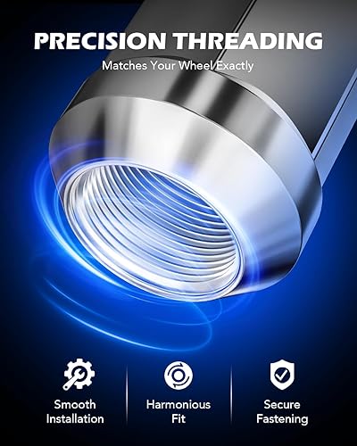 Vista 5 de Orion Motor Tech Tuercas de llanta de 1/2"-20 con asiento de cono, 3/4" 0.748 in hexagonal 1.38x0.87 pulgadas. Tuercas de rueda cromadas compatibles