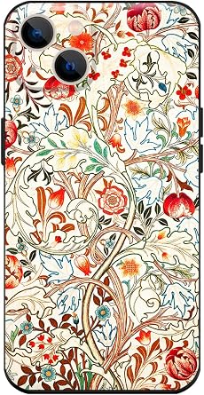 Berkin Arts Compatible with iPhone 13 Mini Case Silicone Cover with Screen Protector Pink Intricate Ornamental FlourishesAcanthus by William Morris
