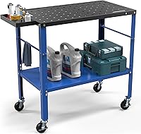 YITAHOME 36x18 Portable Welding Table with Wheels, 1200lb Capacity, 5/8" Holes, Storage Shelf & Tray - Mobile Metal Workbench for Welders