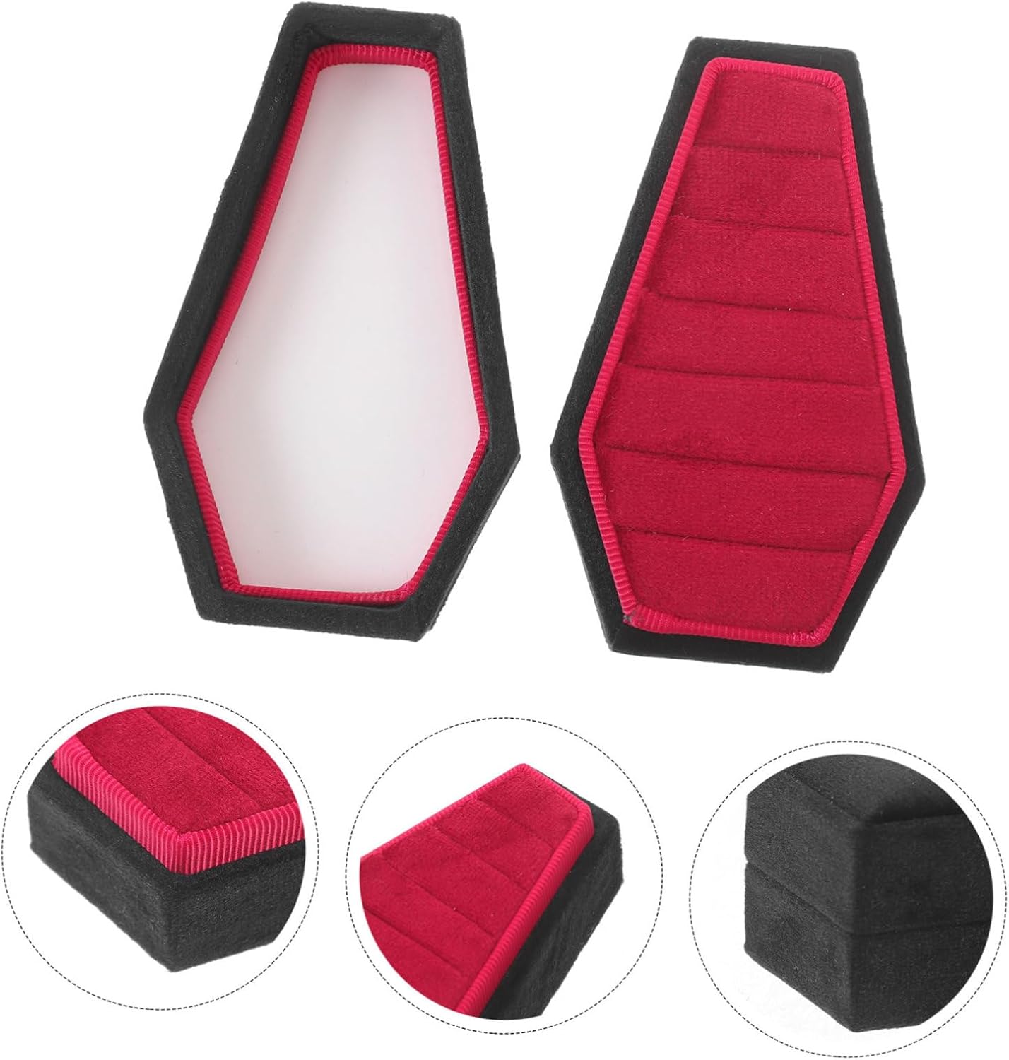 Coffin Ring Box with Lid, 6 Slots Gothic Style for Halloween Season image 4