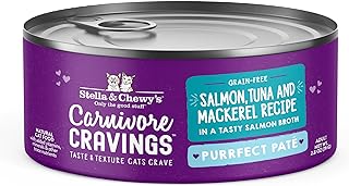Stella & Chewyâ€™s Carnivore Cravings Purrfect Pate Cans â€“ Grain Free, Protein Rich Wet Cat Food â€“ Salmon, Tuna & Mackerel Recipe â€“ (2.8 Ounce Cans, Case of 24)