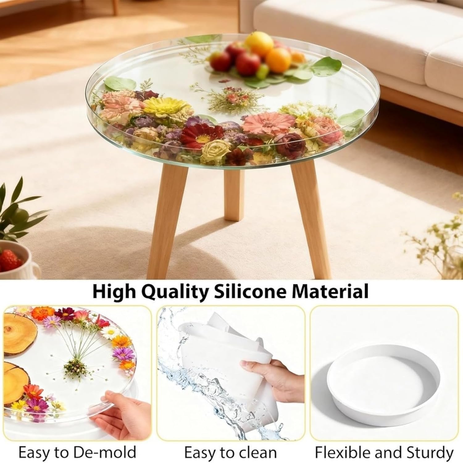 Extra Large Round Table Resin Mold, 24 inch Resin Mold for River Table, Desk Decor, Coasters, Cutting Board, Reusable Silicone Mold,DIY Resin Art