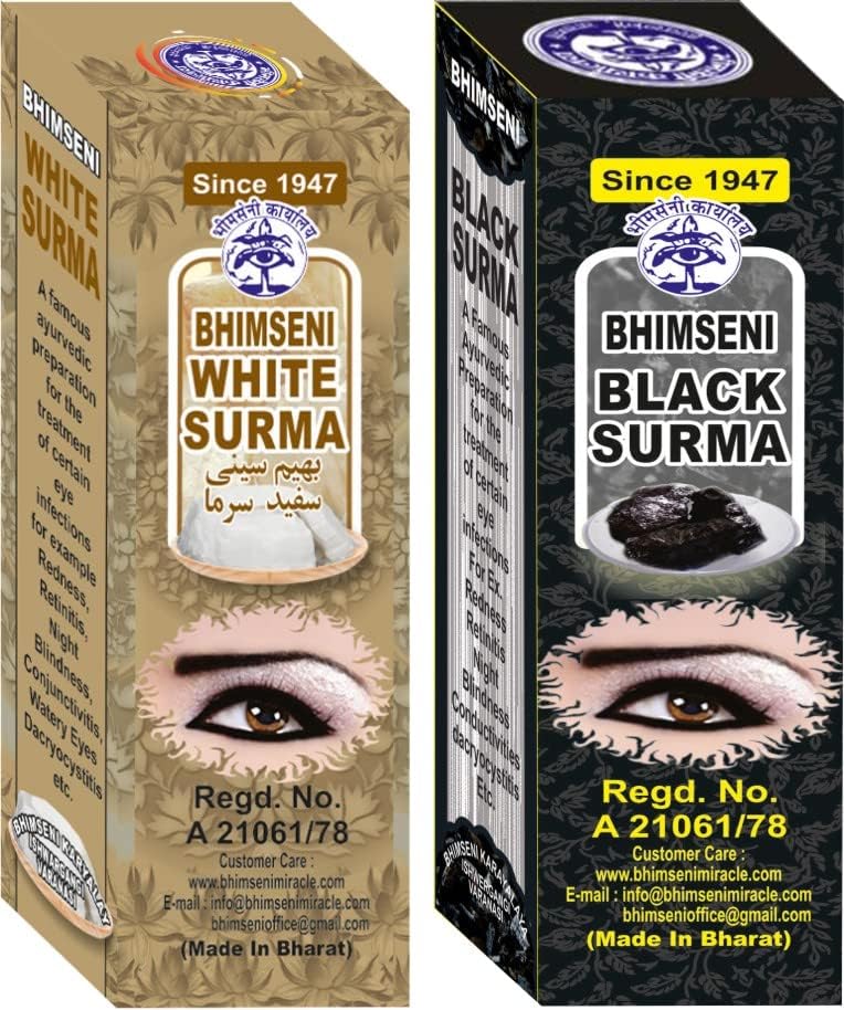 Black & White Natural Surma Powder For Enhance Your Eyes: Black Surma For Iconic Look And White Surma For Stain-Free Elegance