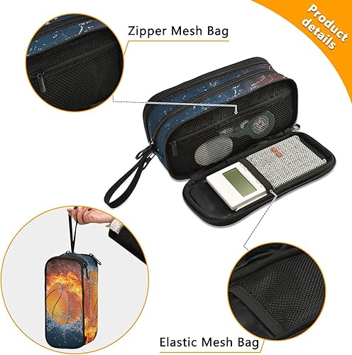 Miniatura 2 de XUWU Estuche de baloncesto de gran capacidad para lápices de 3 compartimentos, estuche organizador de bolsa de maquillaje, bolsa de papelería para