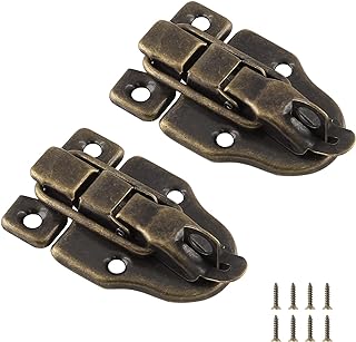 Zorfeter 2Pcs Antique Bronze Style Duckbilled Hasp Clasp Latch Lock Box Toggle Latch with Padlock Hole for Jewelry Box Cabinet Toolbox Vintage Suitcases (with Screws)