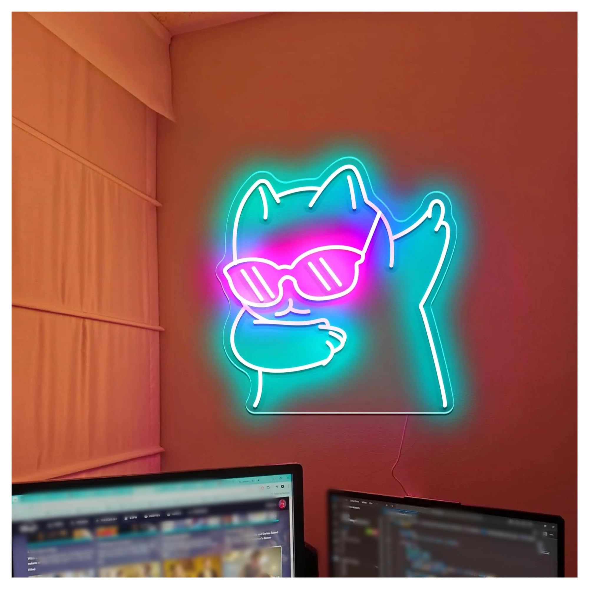 néon signe Néon Chat, Alimenté Par USB, Intensité Variable, Idéal Pour Les Cafés Pour Chats, Les Fêtes Et Les Salles De Jeux, Décoration Murale 35x32.8cm