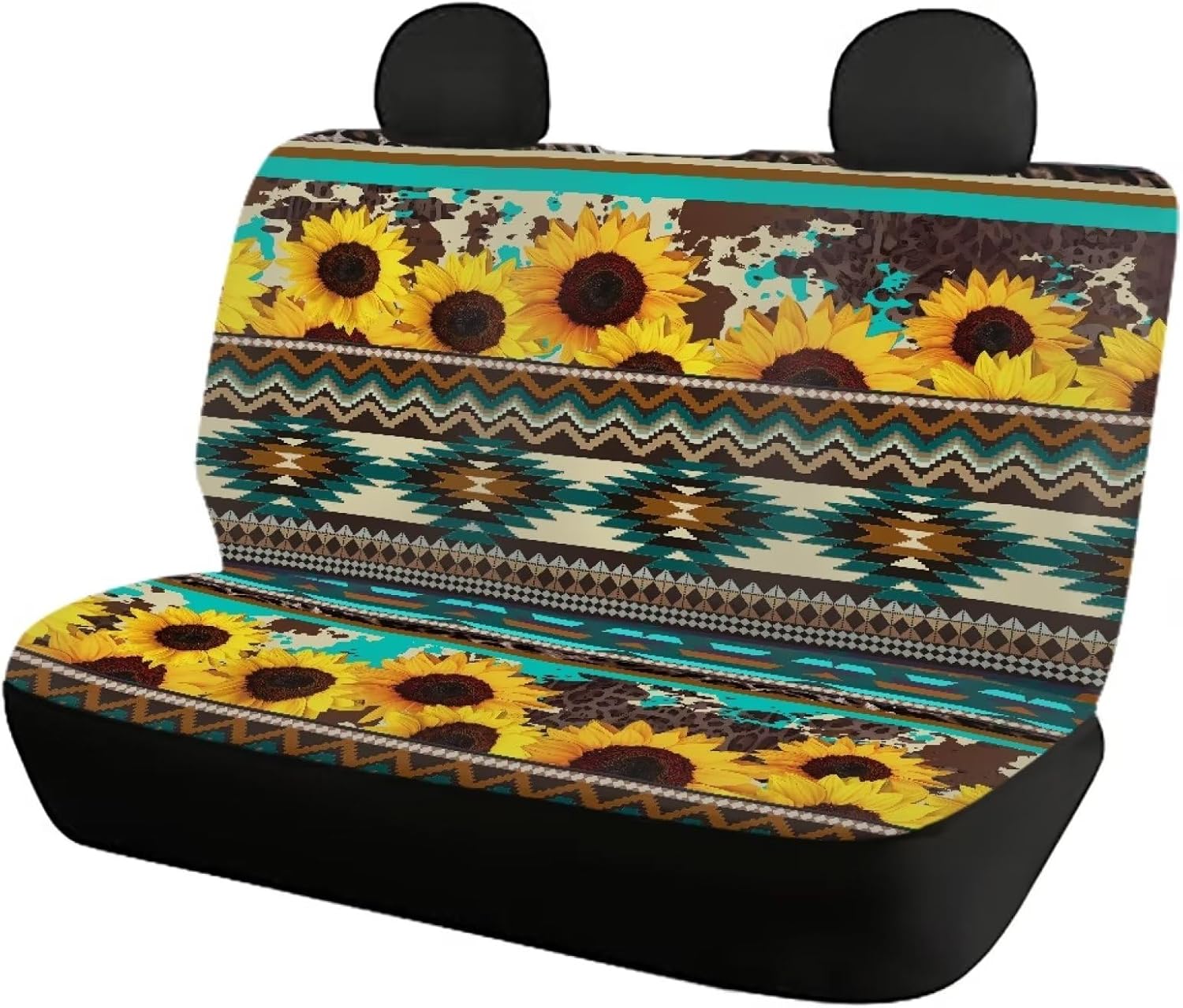 Amzbeauty Sunflower Aztec Print Cute Car Seat Covers Full Set for Women Breathable Mesh Universal Fit for 95% Sedan Cars Trucks Easy to Install
