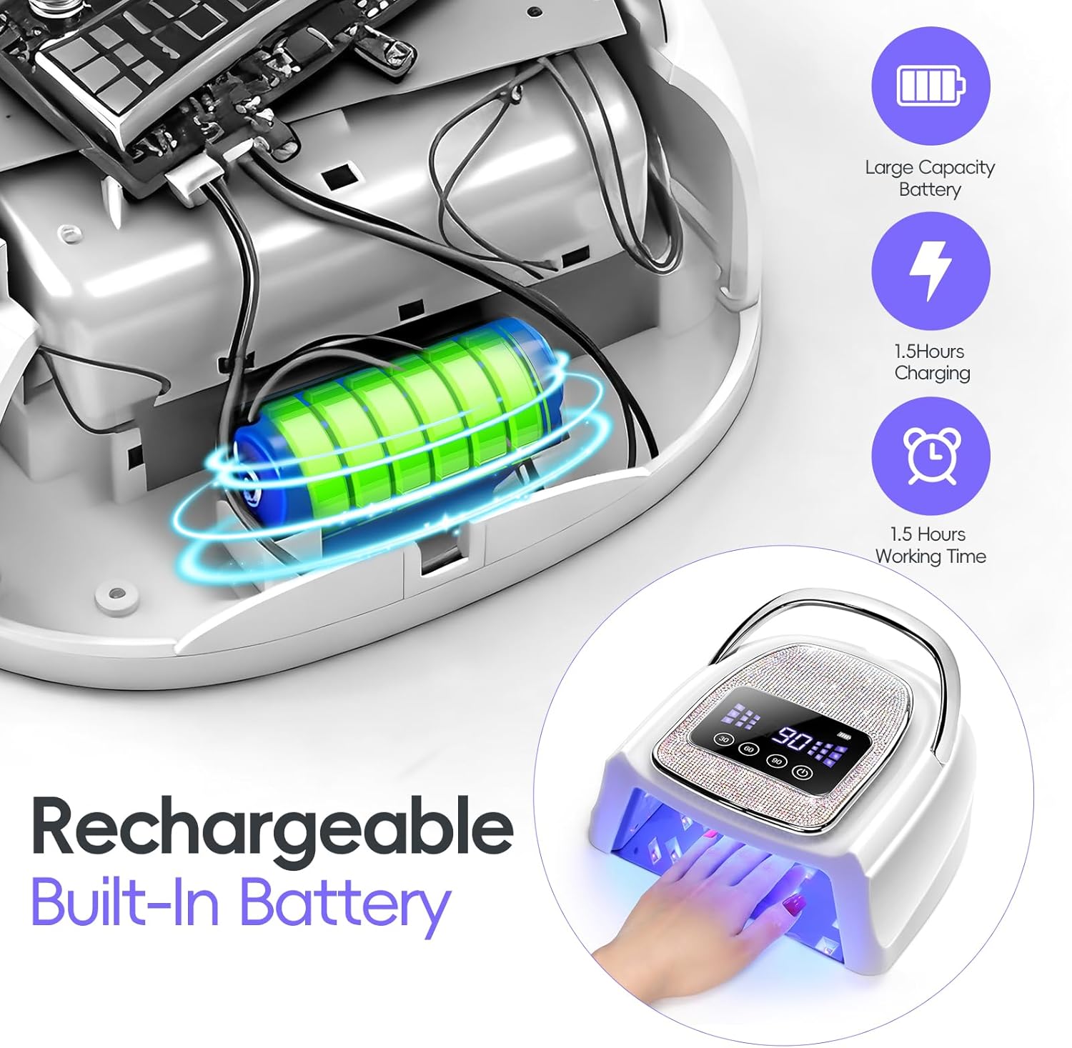 COSCELIA U V Nail Lamp Cordless Rechargeable U V Light for Gel Nails Prossional Automatic Sensor 3 Timer Quick Drying Glitter Nail Dryer Gifts for Women