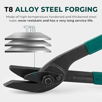 Strapping Cutter, 3/8 to 1 1/4 Width, 0.044 Thickness | for Steel & Polyester (PET) & Polypropylene (PP) Packaging Strapping, 12'' Heavy Duty Steel Strapping Cutter