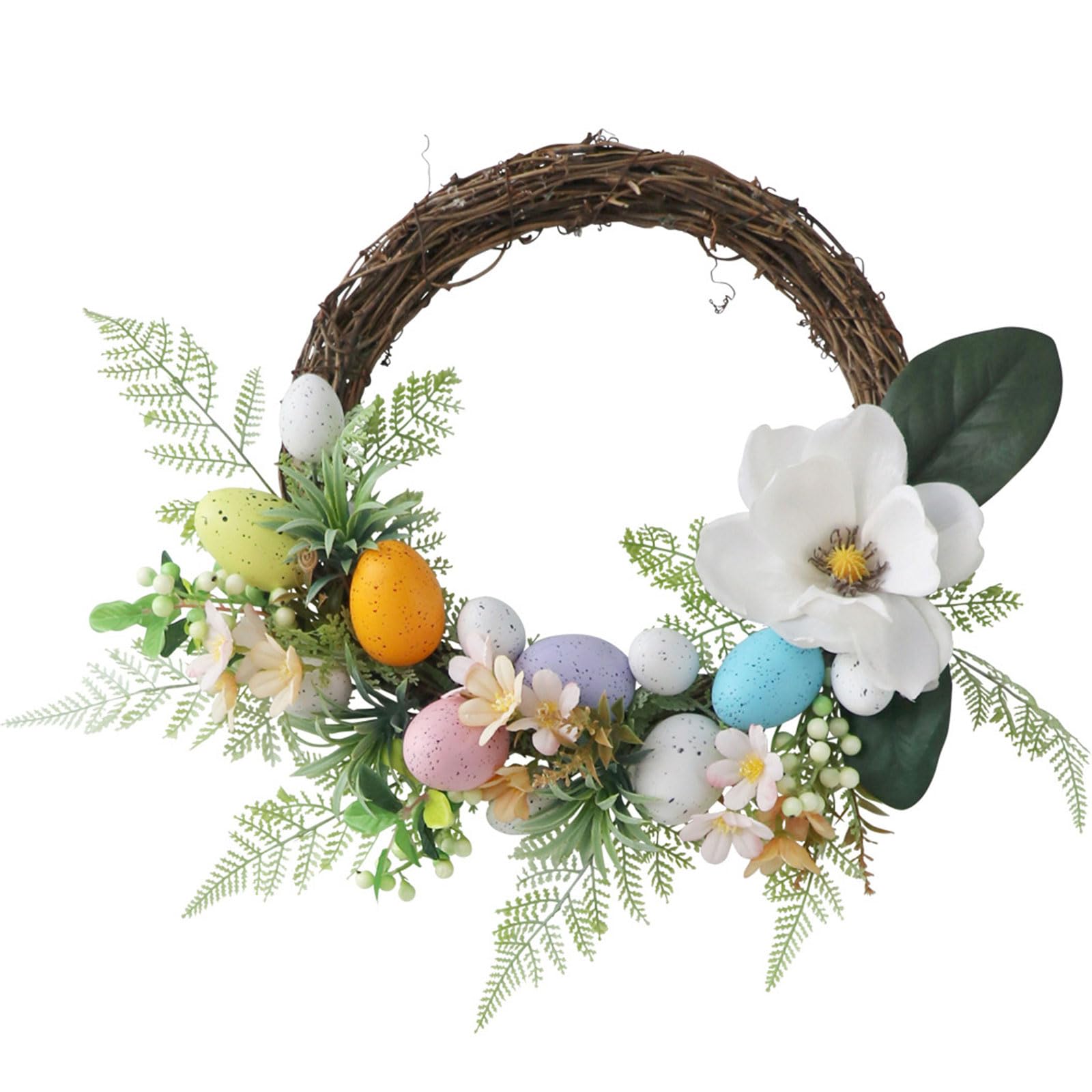 Tsophreniq Exquisite Flower Wreath with Colorful Decorations Charming Easter Flower Hoop Ornament Perfect for Easter Celebrations Artificial Flowers