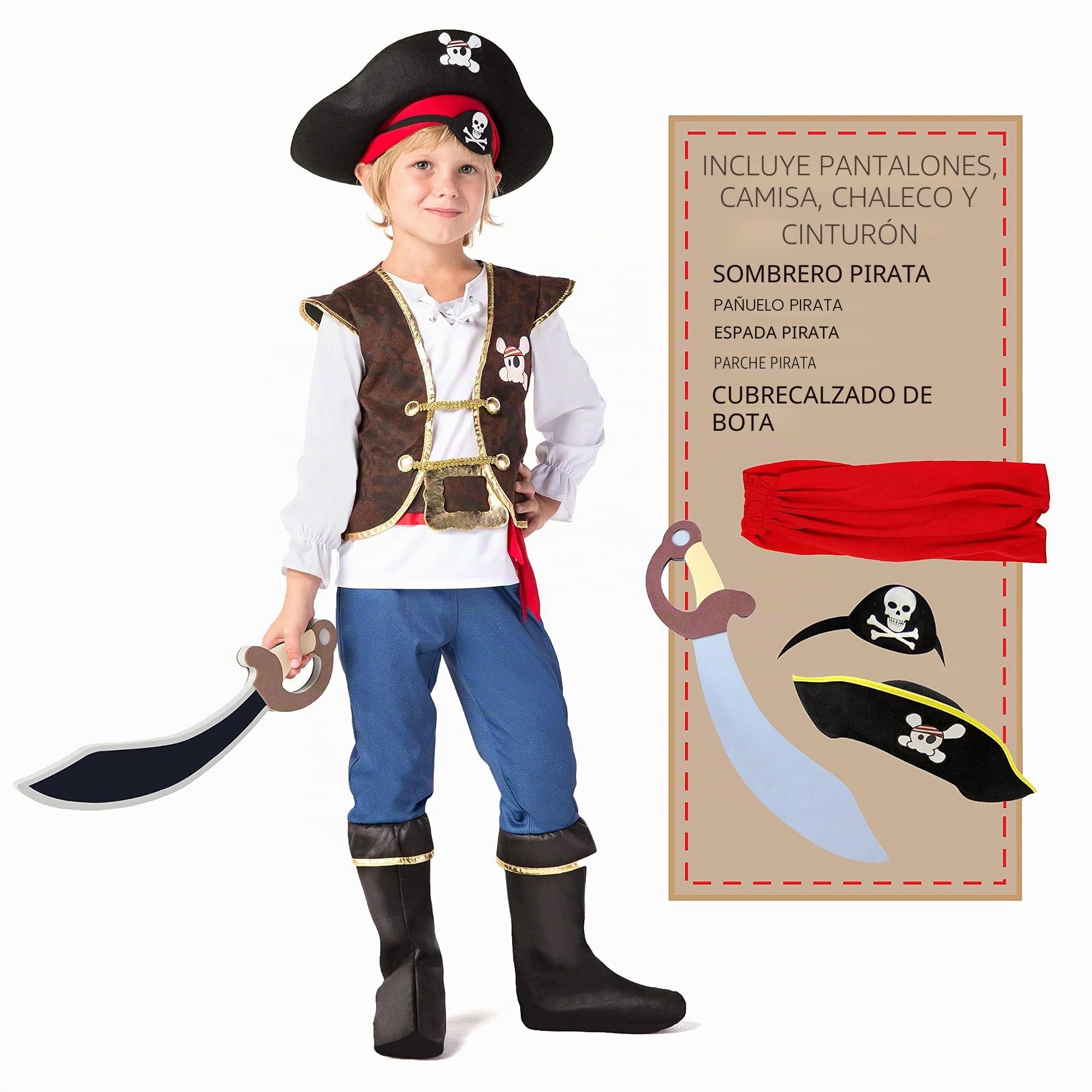Spooktacular Creations Disfraz de pirata para niños, conjunto de disfraz de lujo para juego de rol.
