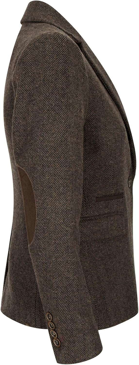 Womens Tweed Herringbone Trousers Brown 1920s Vintage Tailored Classic Smart - Image 3