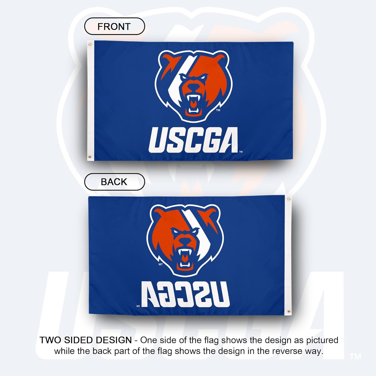 Desert Cactus United States Coast Guard Academy USCGA Flag - 3 x 5 Feet Bears Banner, Indoor/Outdoor Durable Fabric, 100% Polyester Design (Style 1B)