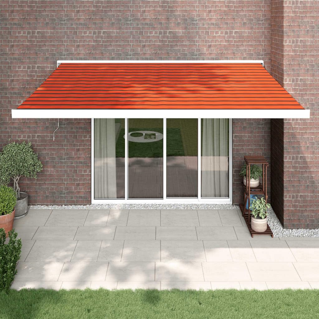 Homgoday Toldo retráctil Aluminio y Tela Naranja y marrón 4x3 m, Toldo Retráctil Balcón Camping Aire Libre Protección Solar Pabellón Cubre Exterior Patio Parasol Tipo 6 Toldos