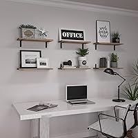 Vista 7 de WOPITUES Juego de 6 Estantes Flotantes de Madera, Estantes para Decoración de Pared, Estante de Estilo Rústico para Dormitorio, Estantes