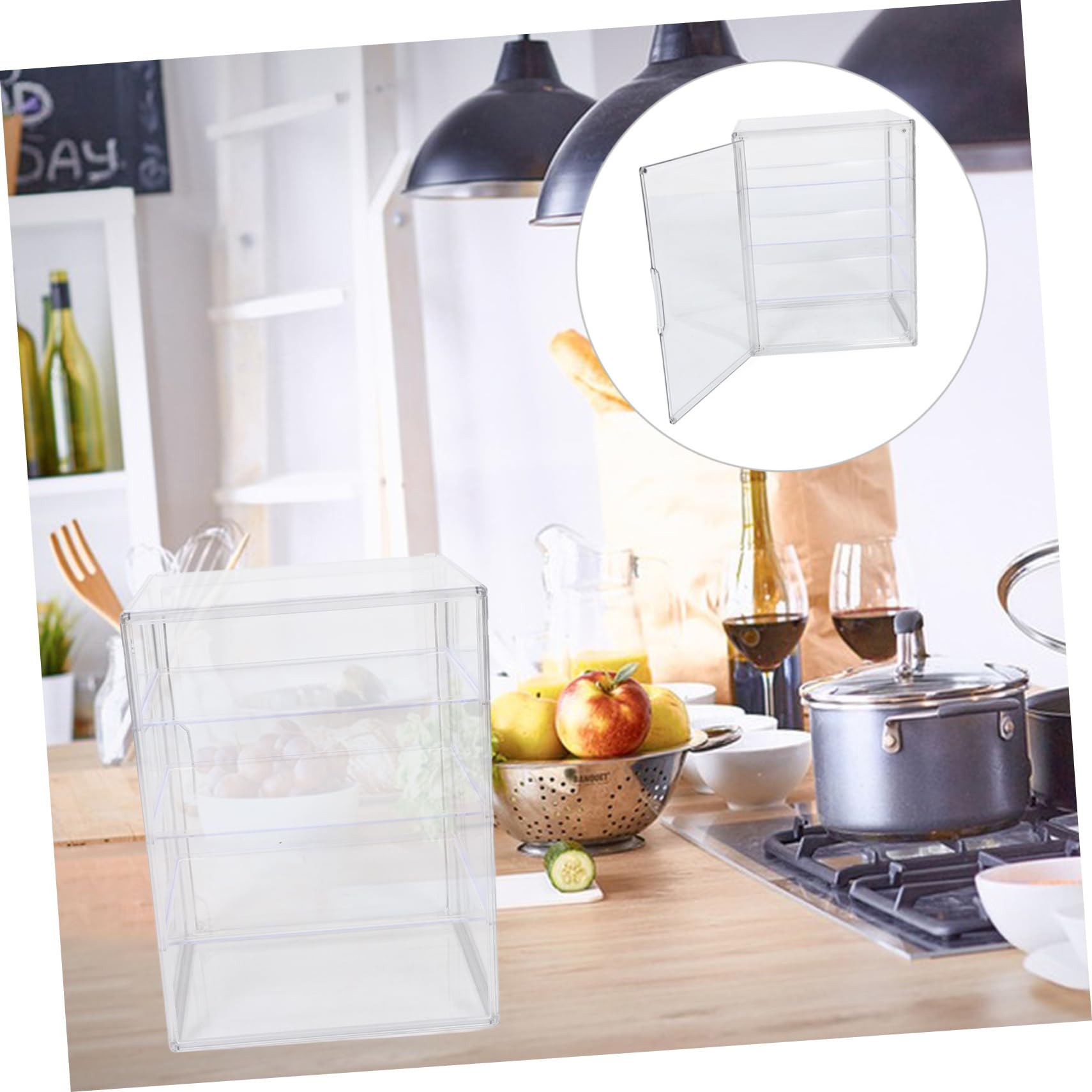 Cabilock Vitrina de Acrílico Transparente con Puerta Magnética y 4 Estantes Ajustables para Mostrador de Cocina, Adecuado como Caja de Pan y Expositor de Pastelería