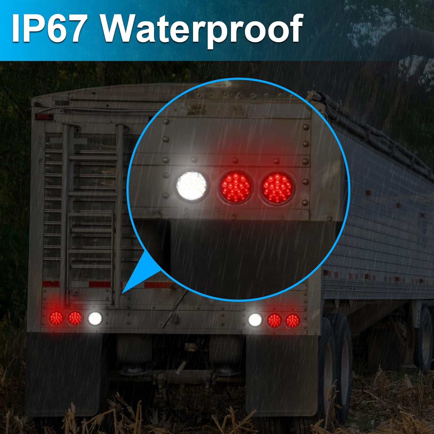 LIGBT 6Pcs 4 Inch Round Led Trailer Tail Lights 4 Red and 2 White 4" 16 Led Stop Turn Tail Backup Reverse Lights for Truck Trailer RV Camper DC 12V 24V