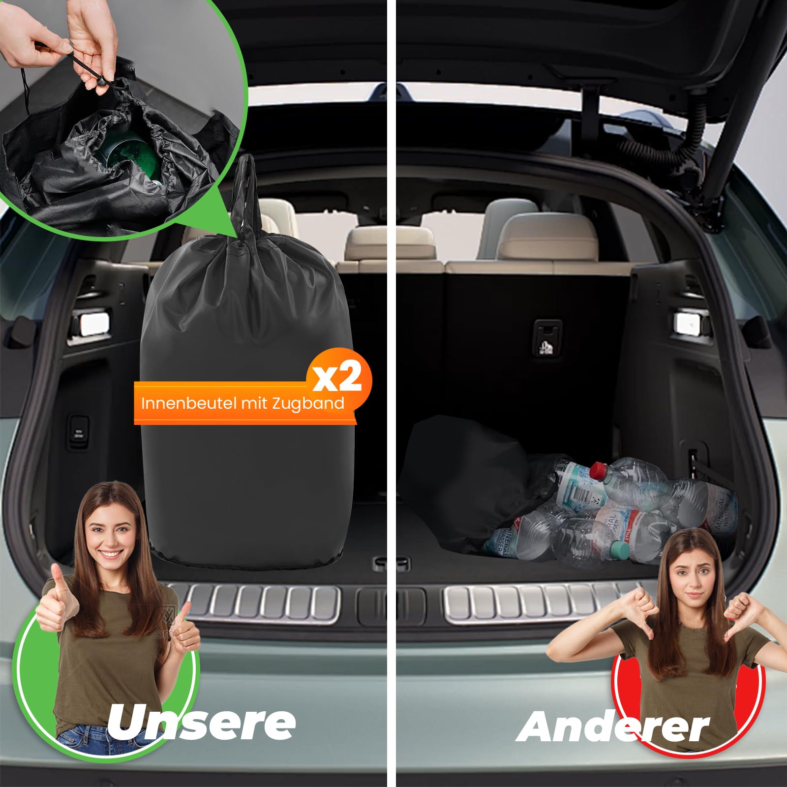 160L Poubelle Tri Selectif 2 Bacs, Poubelle de Tri avec Aacs Amovibles, Poubelle Cuisine Tri XXL, Bac de Tri Selectif - Idéale pour la cuisine
