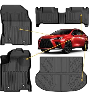 Original 2015-2021 NX300/ NX300h /NX200t Floor Mats and Trunk Mat for Lexus NX All Models - Custom Fit TPE Floor Liners and Cargo Liner for Lexus NX / NX300/ NX300h /NX200t Accessories 2015-2021