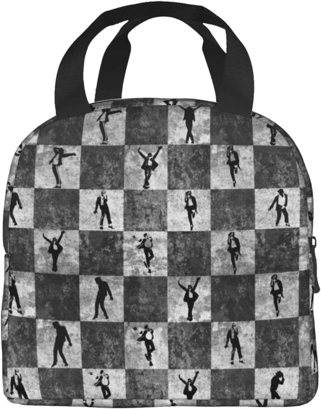 Black and White Checkered Hip Hop Dancer Lunch Box, Reusable Insulated Lunch Bag for Work, Picnic, Hiking