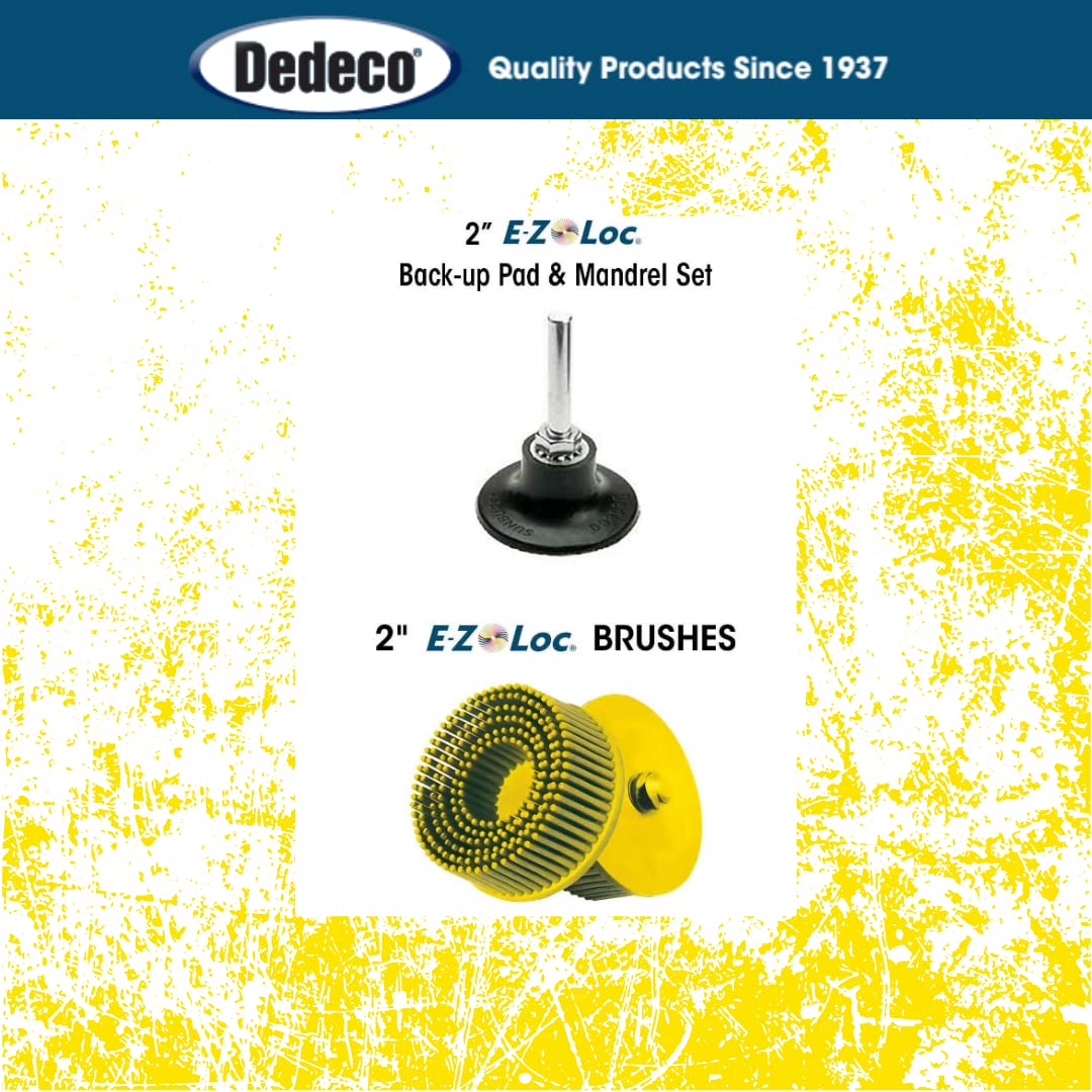 Dedeco Sunburst Radial Brush - 2" (50mm) Dia, E-Z Loc TA Brushes, Precision Cleaning Polishing Deburring Rotary Tool Accessories, Coarse 80 Grit, Yellow Aluminum Oxide - 10 Pieces Per Pack