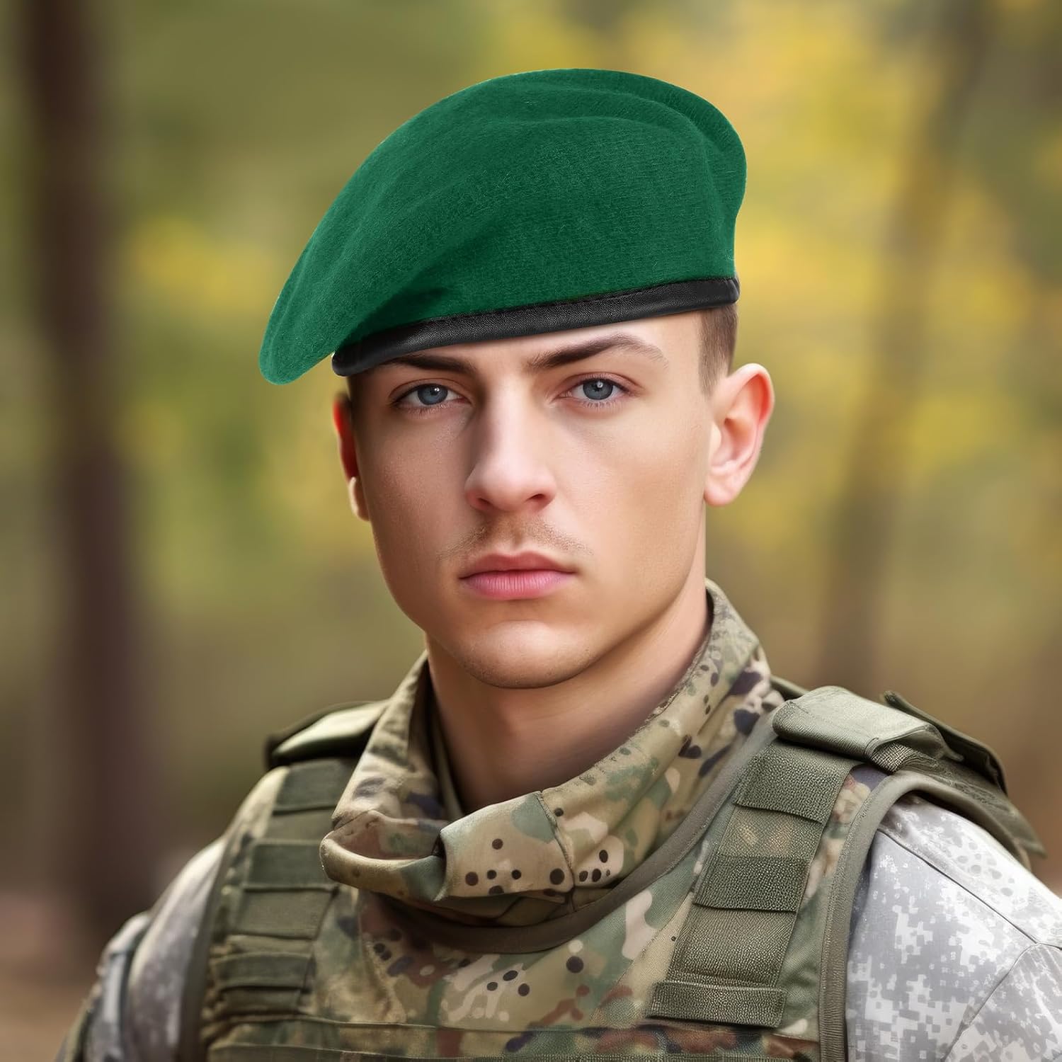 Zhehao 2 Pcs Military Beret for Army Style Men Berets Hat Adjustable Wool Vintage Hats with Leather Trim for Men Women