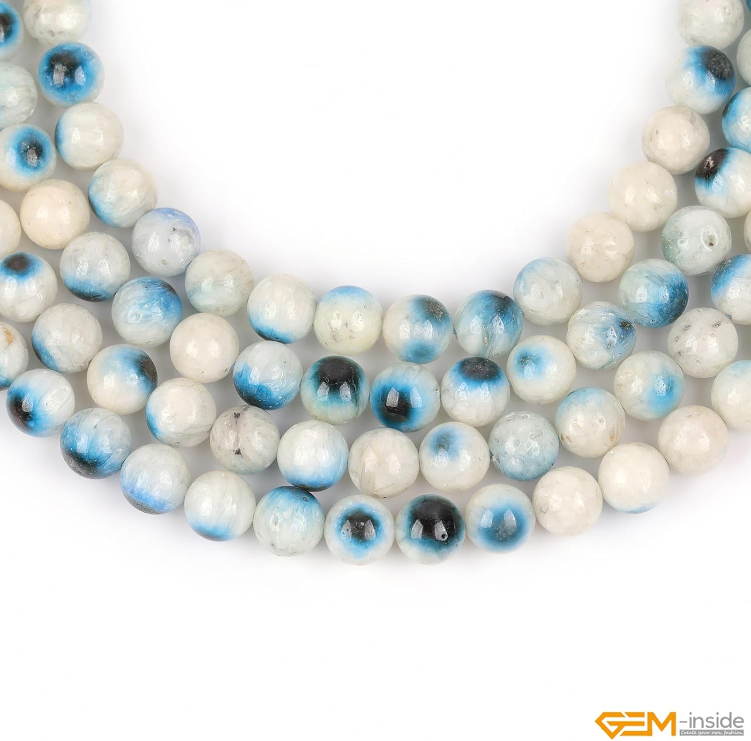 GEM-Inside 8mm Round Natural Blue Ice Quartz Gemstone Semi Precious Chakras Stone Beads for Bracelet Necklace Jewelry Making Strand 15"