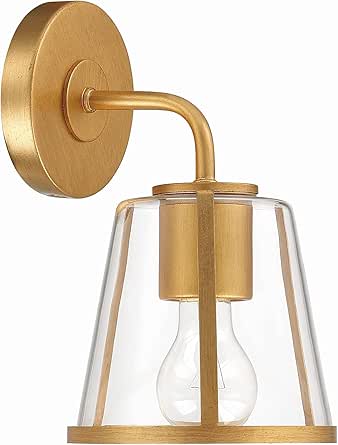 Crystorama Fulton 1 Light Antique Gold Sconce with Clear Glass Shade
