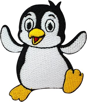 Cute Penguin Patch, Animal Patch, Penguin Patch, Cartoon Patch, Kids Patch Embroidered Iron on Sew on Patch Badge for Clothes etc. 7.5x6.5cm
