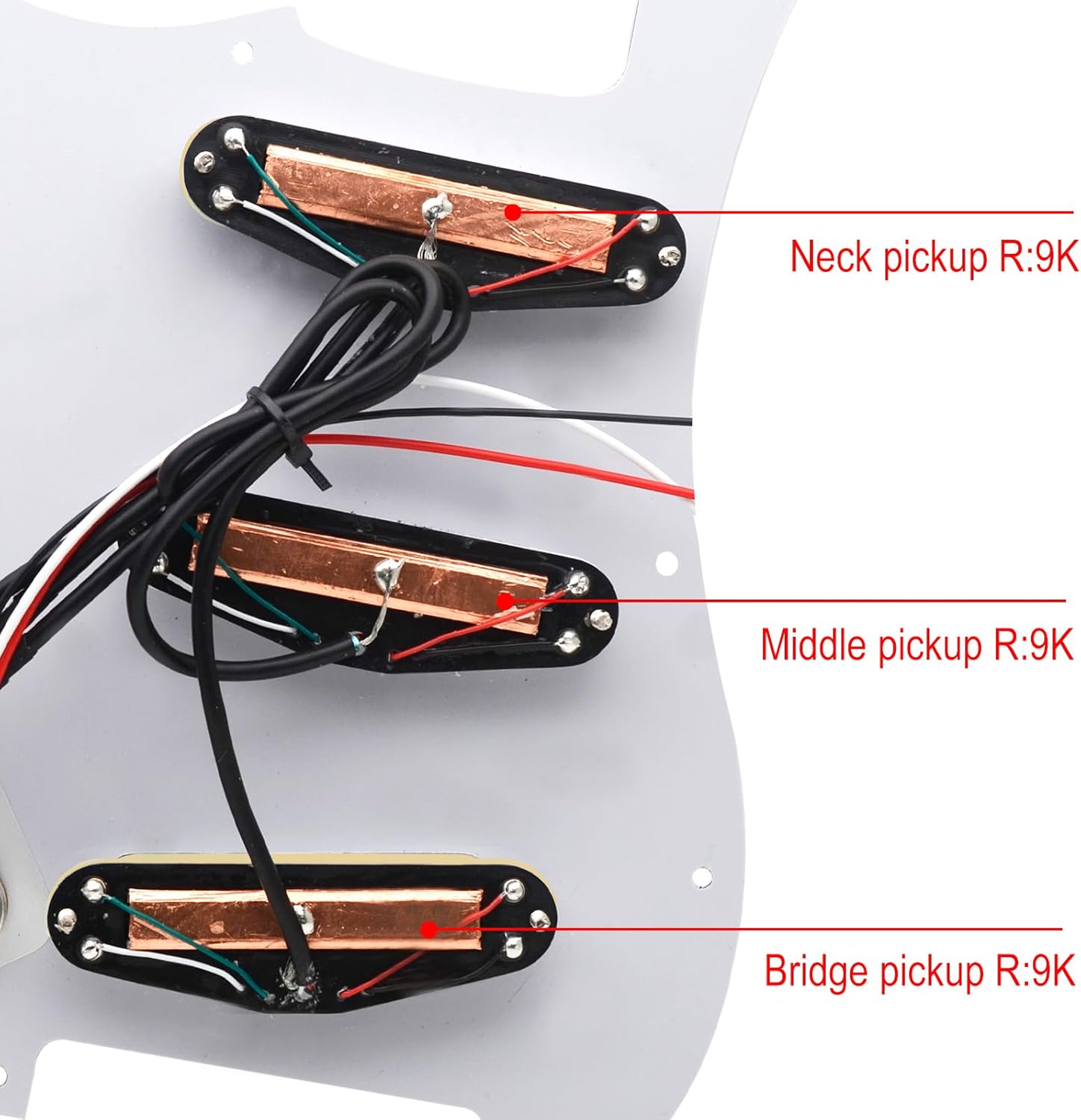 SAPHUE SSS 3x Mini Humbucker Electric Guitar Pickguard 9K/9K/9K Loaded Prewired Scratchplate for ST Style Guitar Multi Colour Available (Tortoise Shell)