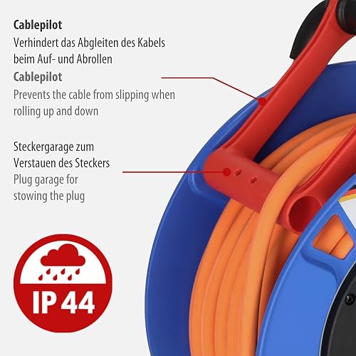 Brennenstuhl Garant CEE IP44 Enrouleur de câble de camping (enrouleur CEE avec câble de 25 m H07RN-F 3G2,5 en orange, enrouleur de câble pour une utilisation permanente en extérieur IP44, fabriqué en - 4