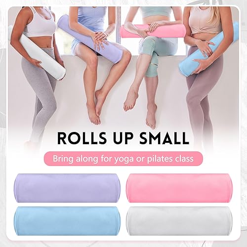 Miniatura 6 de Breling Paquete de 4 toallas de yoga calientes de 72 x 24 pulgadas, antideslizantes, de microfibra, absorbente del sudor, suaves, tapetes esenciales