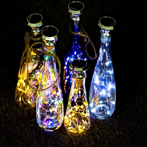 Miniatura 7 de Starry Love - Paquete de 10 luces solares para botellas de vino, con 20 luces LED para exteriores, impermeables, multicolor, cadena de luces (3