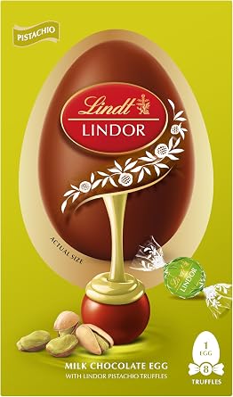 Lindt Lindor Pistachio Chocolate Easter Egg 260g   Chocolate Truffles with Pistachio Flavoured Filling   Premium Easter Chocolate Treat   Easter, gift