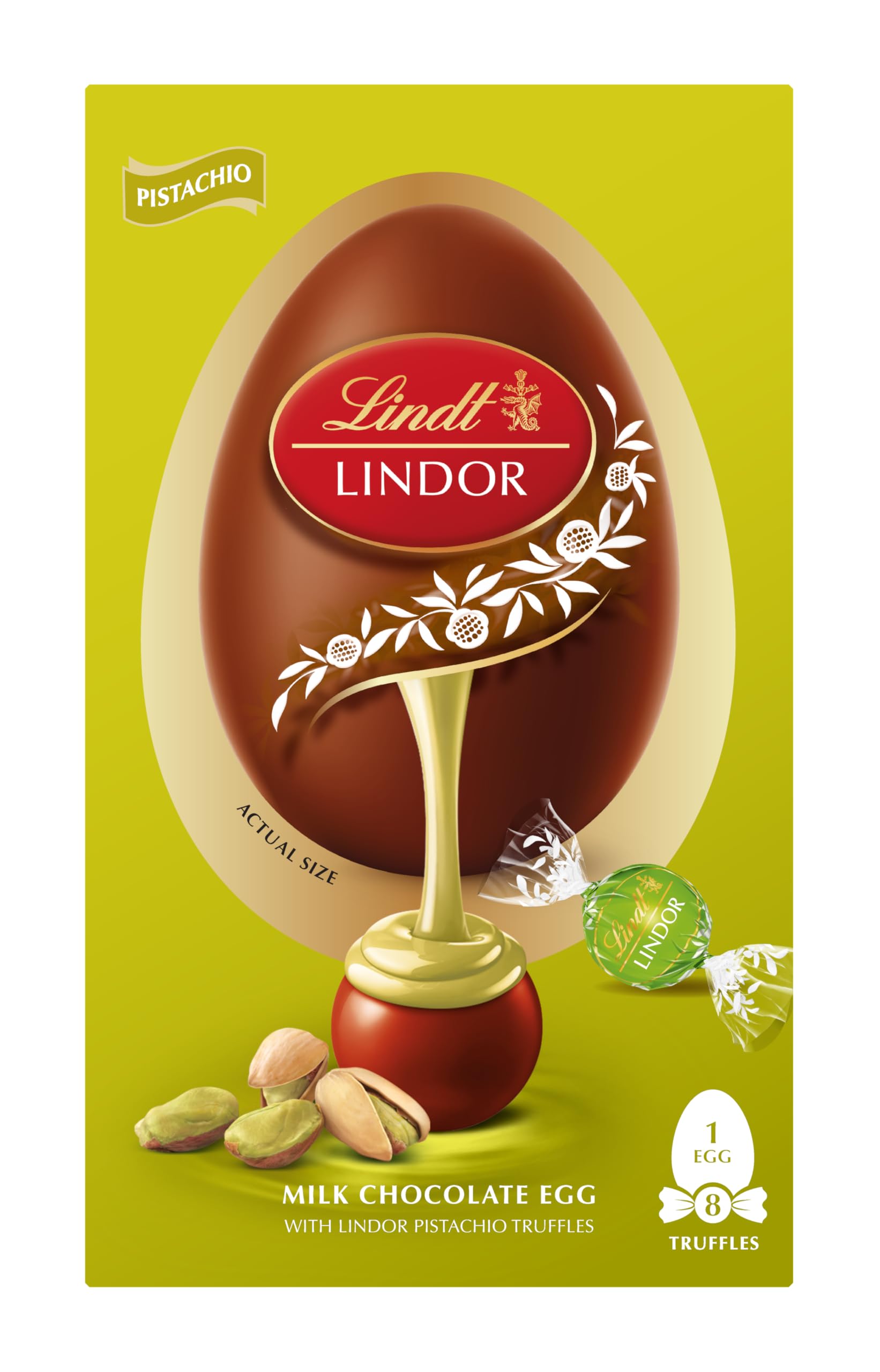 Lindt Lindor Pistachio Chocolate Easter Egg 260g – Chocolate Truffles with Pistachio Flavoured Filling – Premium Easter Chocolate Treat – Easter, gift